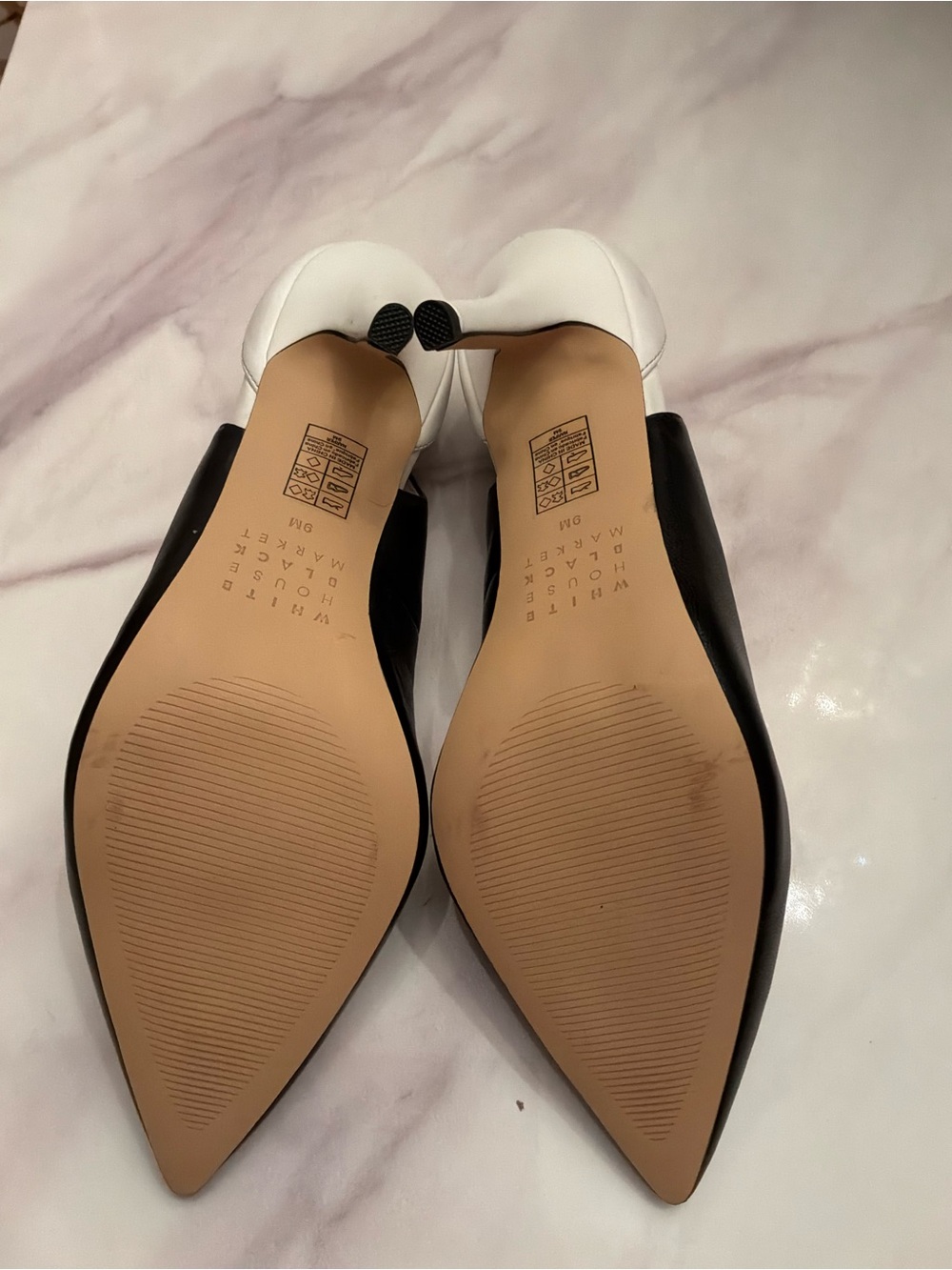 White House Black Market Black Pointed-Toe Slingback Heels, Size 9 - Picture 5 of 8